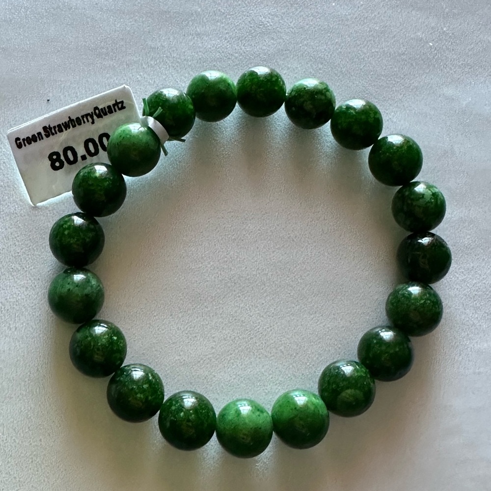 Green Strawberry Quartz Beaded Bracelet